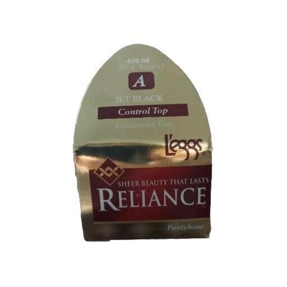 L’eggs RELIANCE Control Top Enhanced Toe Jet Black Size A Pantyhose NIB 1997 - Picture 1 of 3